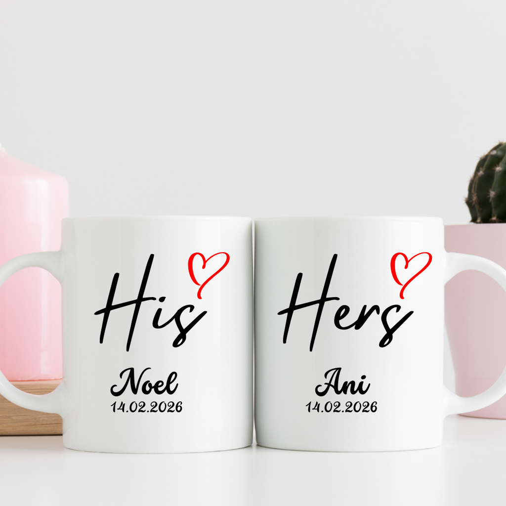 Personalizirani set šalica “His & Hers” s imenima i datumom