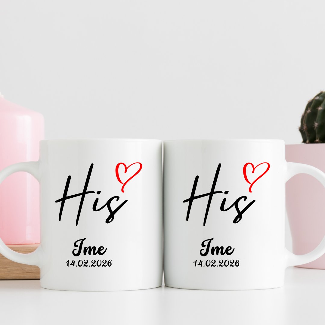 Personalizirani set šalica “His & Hers” s imenima i datumom