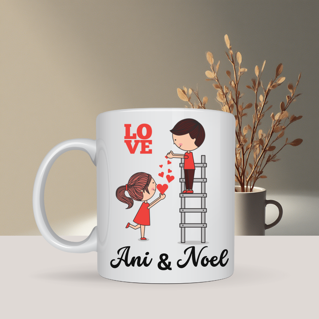 Personalizirana šalica – ljubavni motiv s imenima