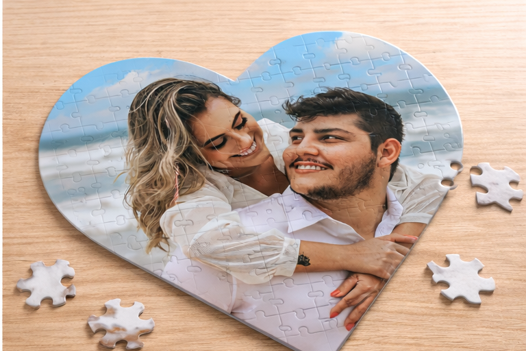 Personalizirane puzzle u obliku srca s fotografijom – 75 dijelova