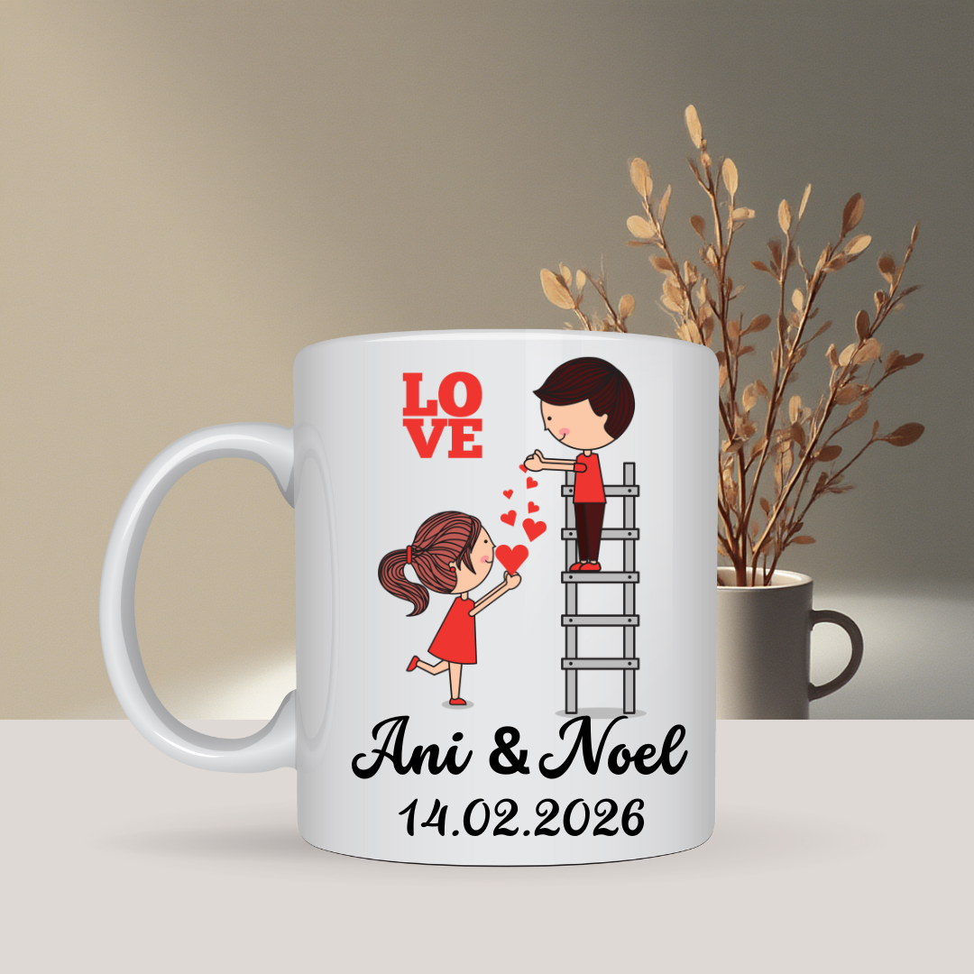 Personalizirana šalica – ljubavni motiv s imenima